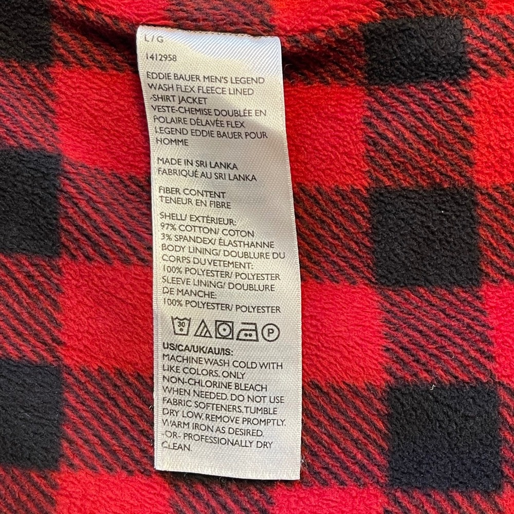 Eddie Bauer Mens Charcoal Gray Fleece Lined Canvas Shirt Jacket Large Outdoor - Picture 10 of 10